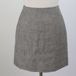 Vintage Talbots Irish Linen Mini Skirt Black White Houndstooth Size 14P